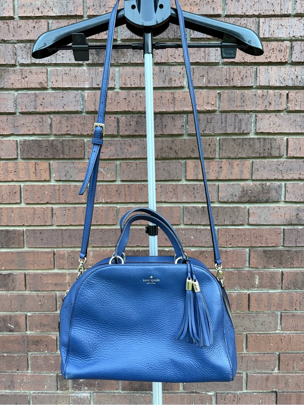Kate Spade Atwood Place Satchel Handbag Bayley Leather Crossbody Purse Blue EUC